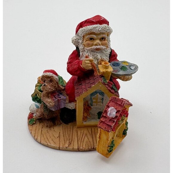Santa Claus Painting Christmas Figurine Opening House Artist Holiday Scene - Picture 9 of 9